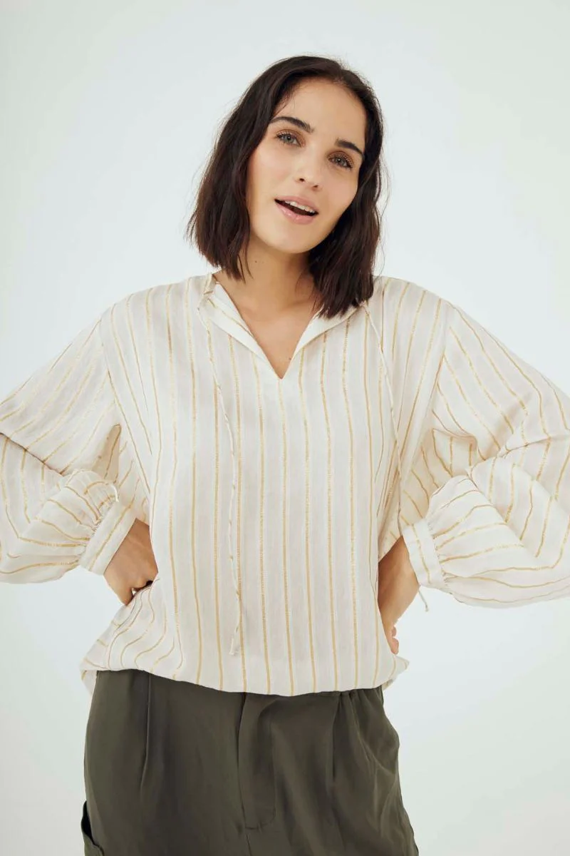 Simi Blouse | Moonbeam W. Gold | Bluse fra Freequent - Image 7