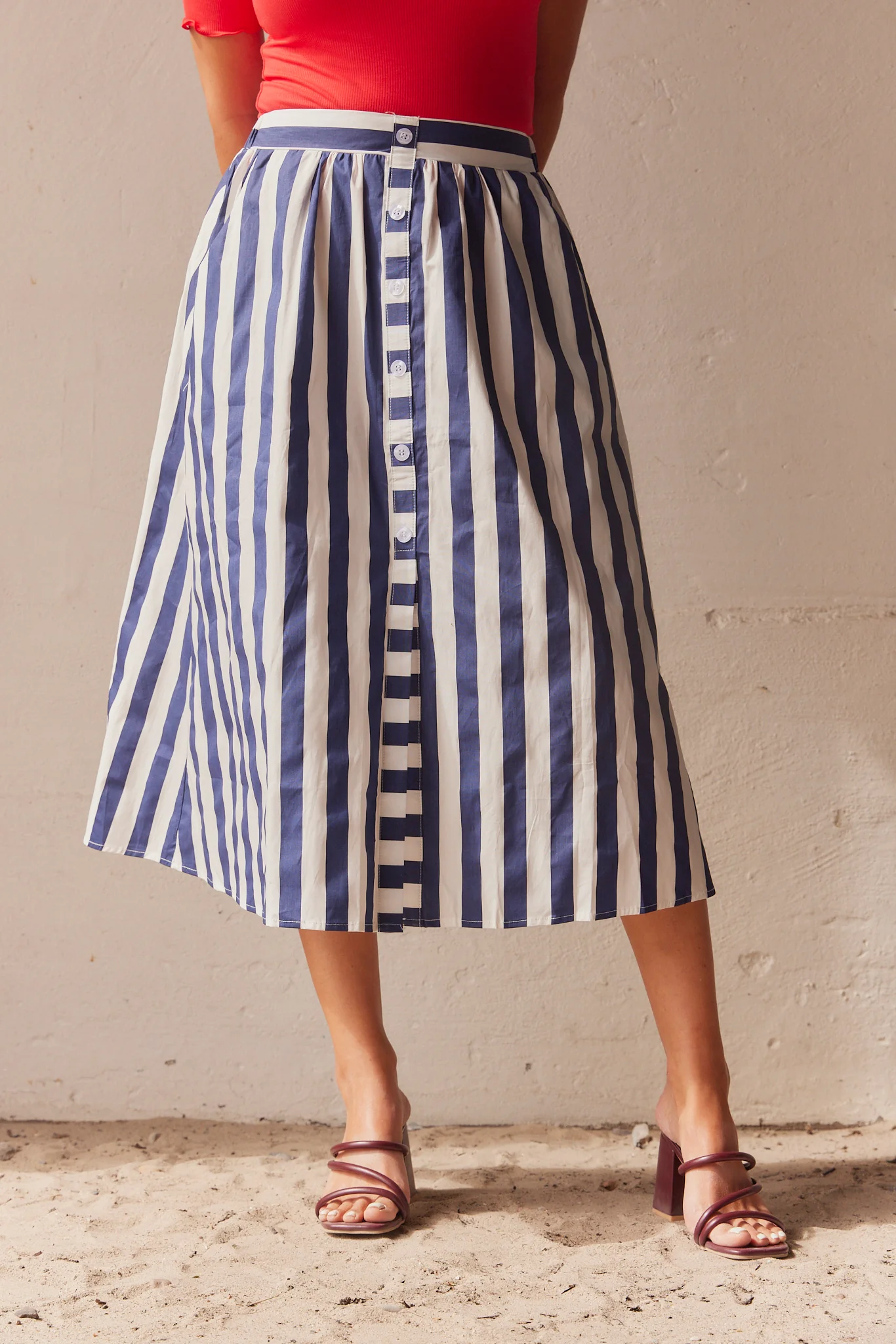 Stripes Button Skirt | Nederdel fra Atelier C - Image 4