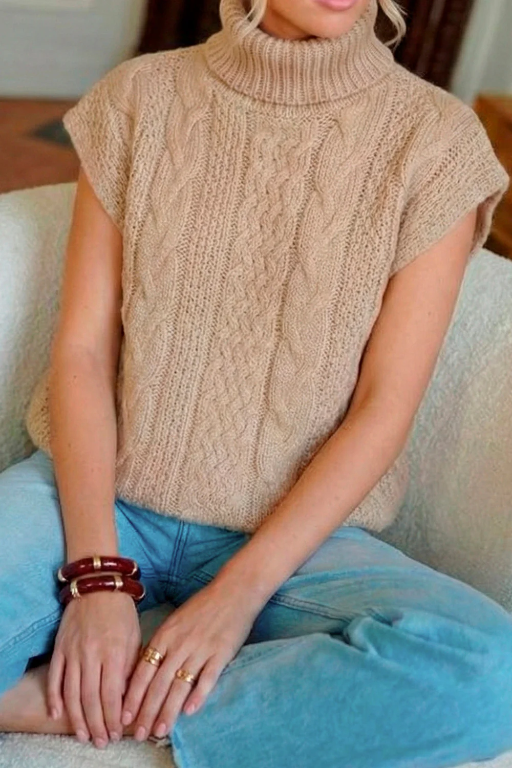 Tutti Knit Vest | Beige | Strik fra Avery