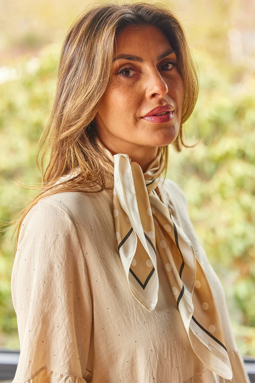 Dottie Square Scarf | Beige - Image 2