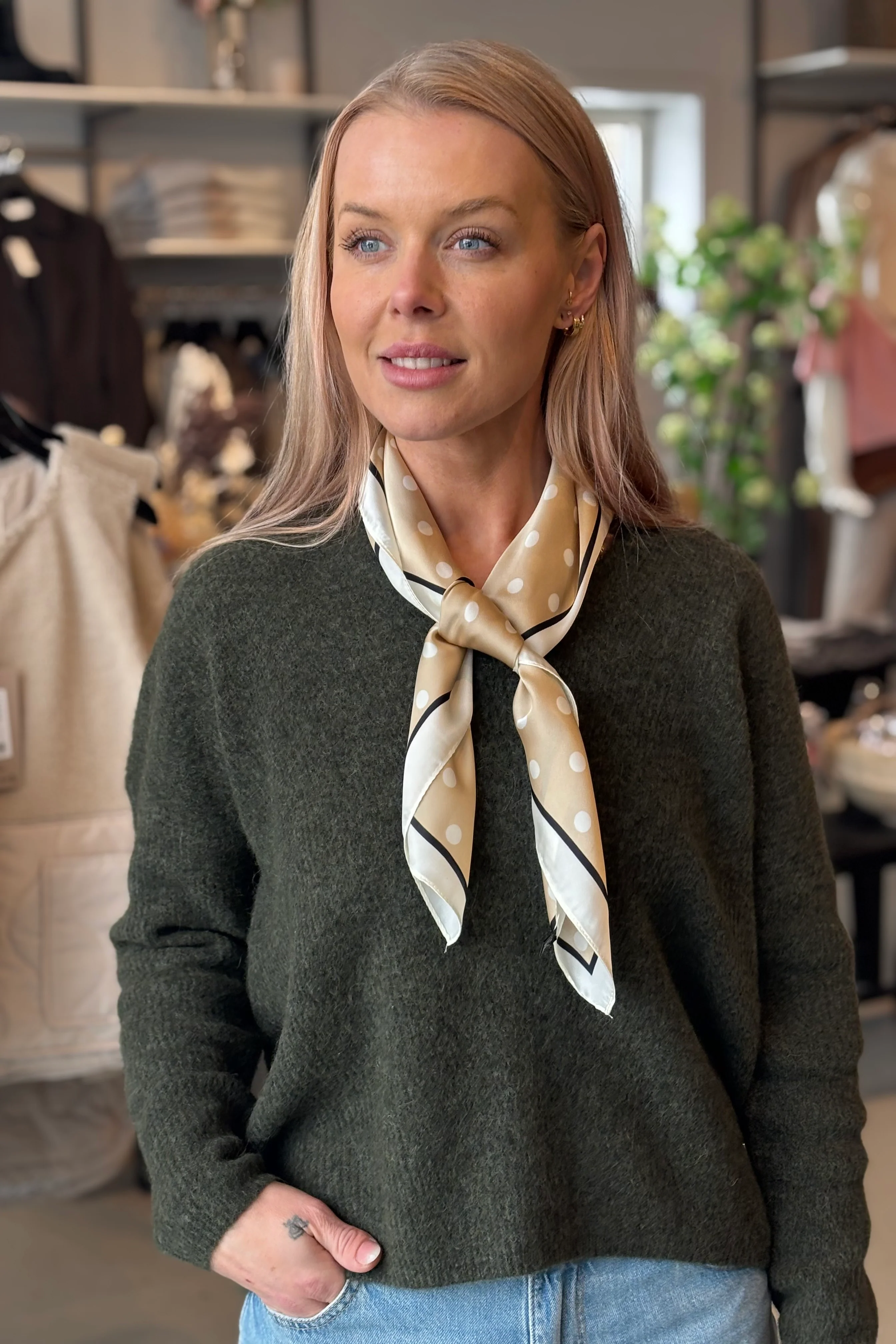 Dottie Square Scarf | Beige - Image 6