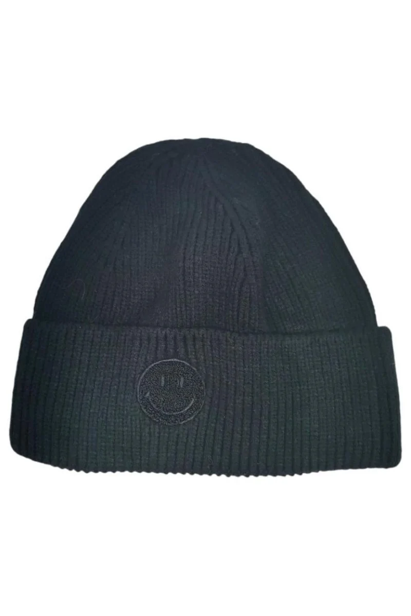 Smiley Face Beanie | Sort | Hue fra Lazy Bear - Image 2