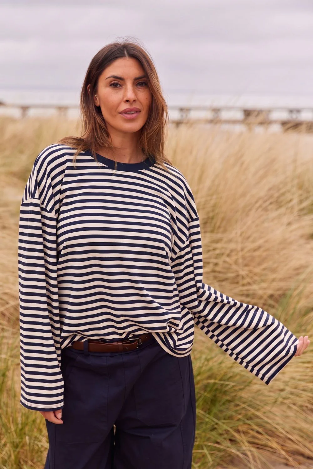 Soft Striped Long Sleeve | Navy
