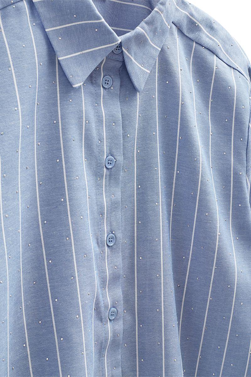 Solly Shirt 207427 | Vista Blue W. Star Off-White | Skjorte fra Freequent - Image 10