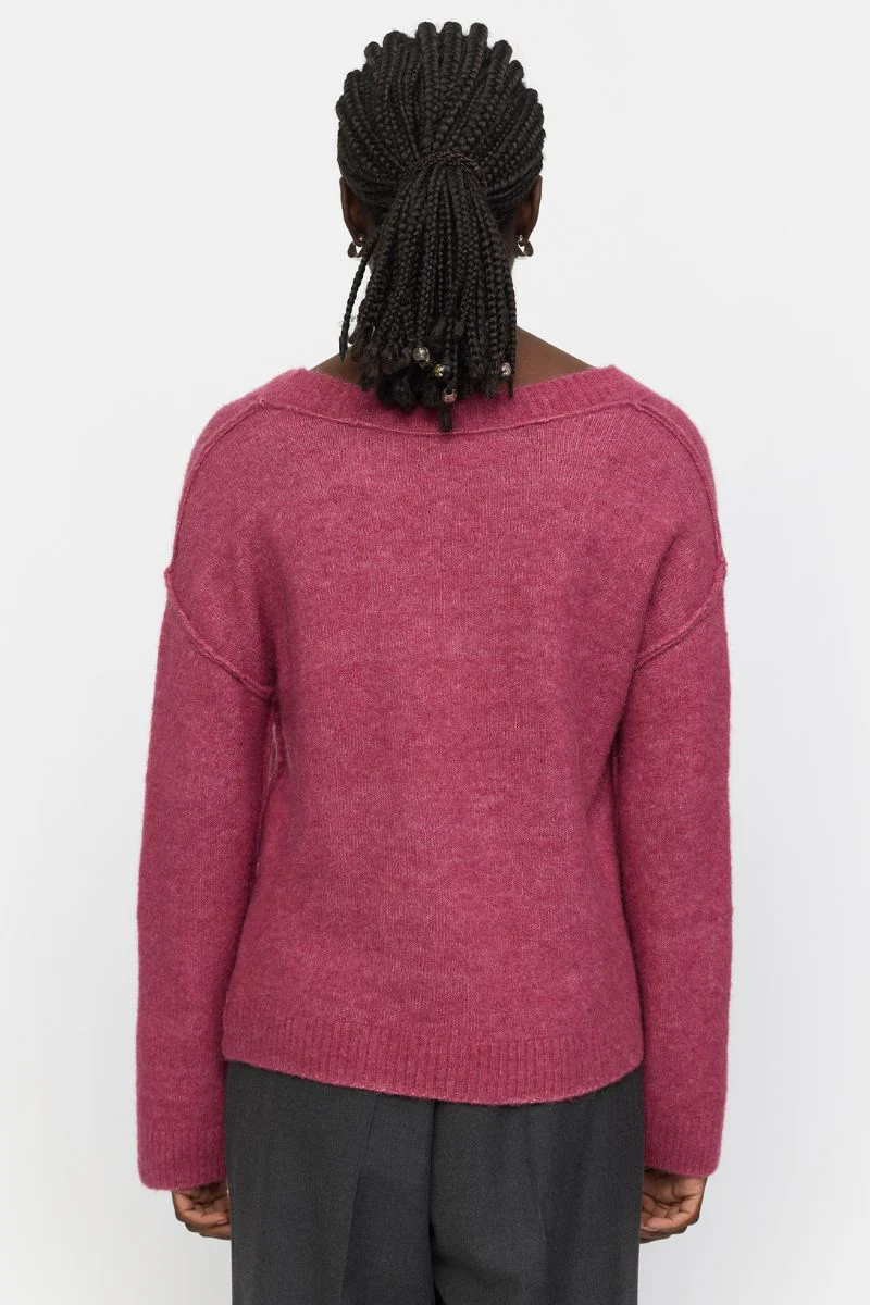 SRAllison V-Neck Knit | Rose Wine Melange | Strik fra Soft Rebels - Image 3