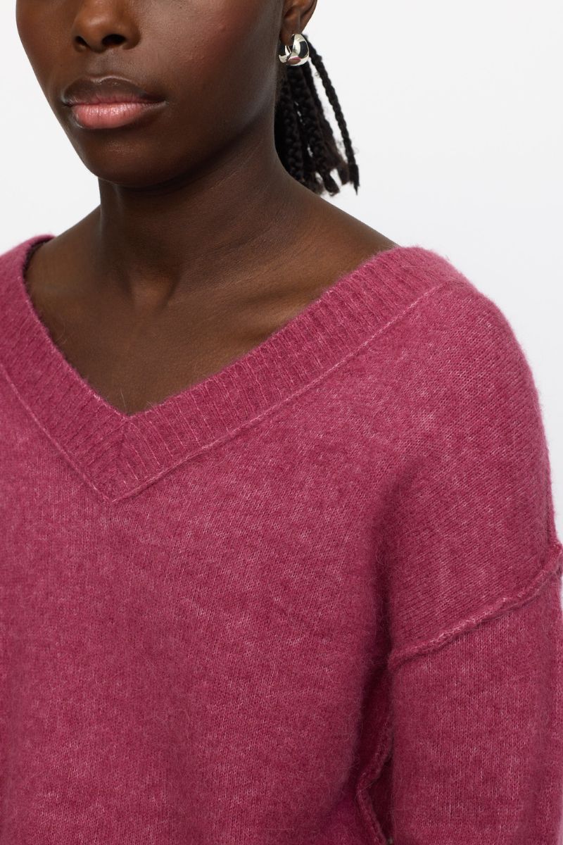 SRAllison V-Neck Knit | Rose Wine Melange | Strik fra Soft Rebels - Image 5