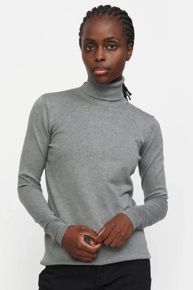 Marla Rollneck Knit | Medium Grey Melange | Strik fra Soft Rebels - Image 2