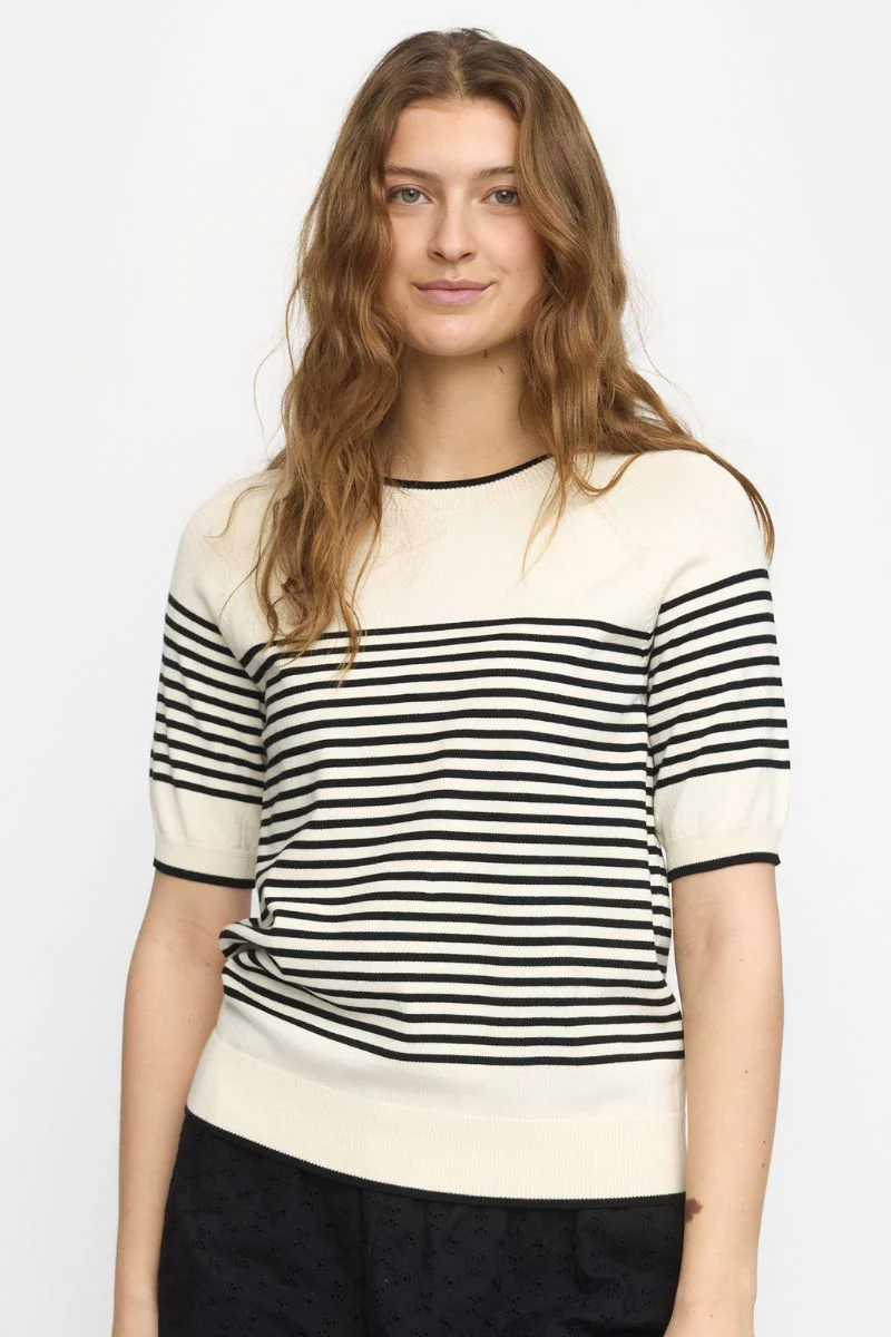 SRMarla SS O-Neck Stripe Knit | Black | Bluse fra Soft Rebels - Image 4