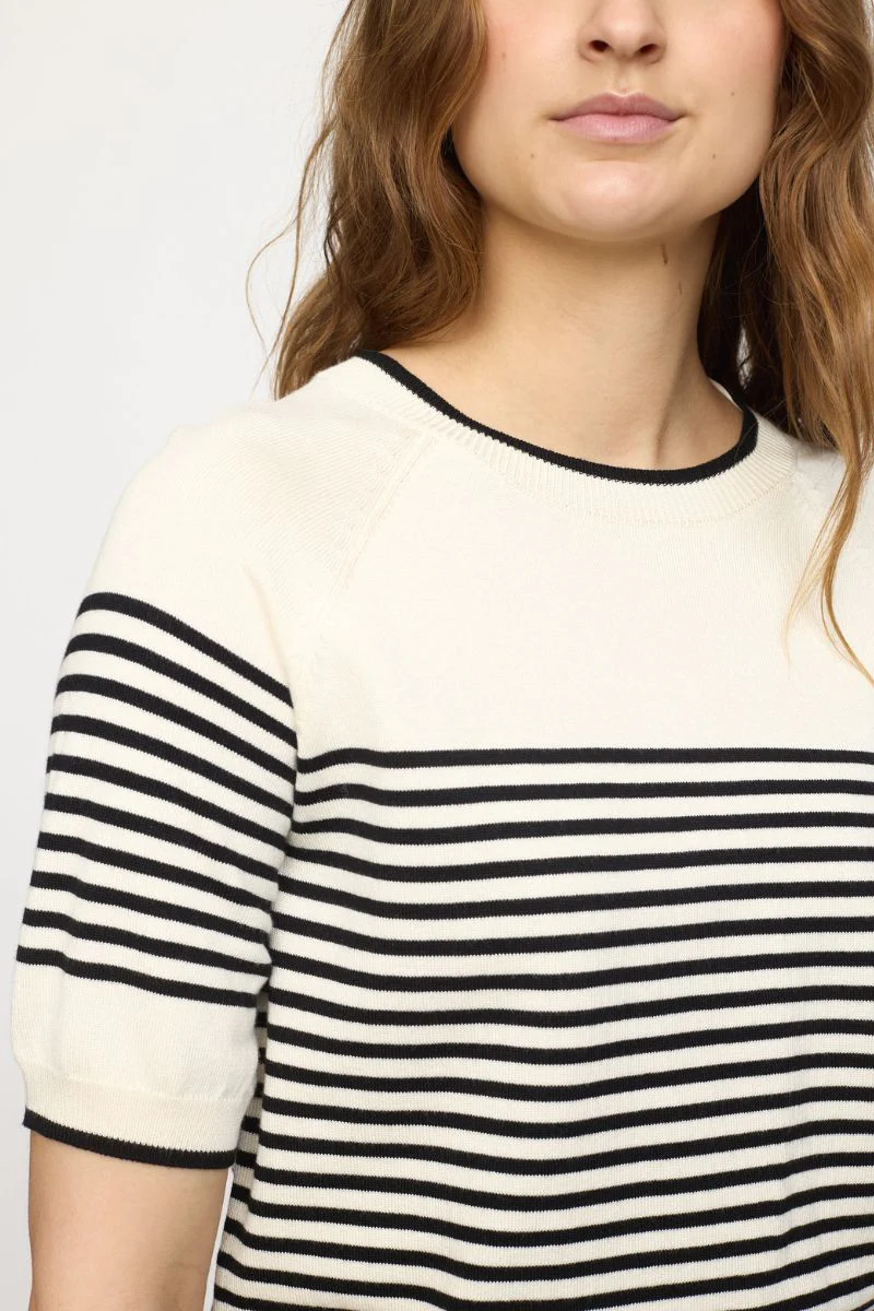 SRMarla SS O-Neck Stripe Knit | Black | Bluse fra Soft Rebels - Image 5