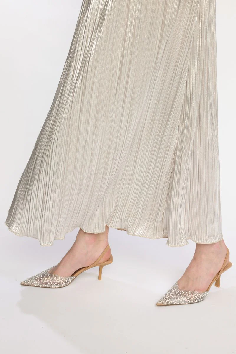 SRNevaeh Skirt | Silver Plissé | Nederdel fra Soft Rebels - Image 5