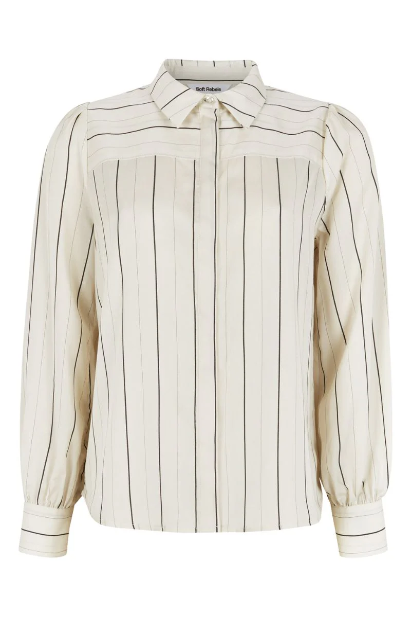 SRPaisley Shirt | Stripes Black and Arctic Wolf | Skjorte fra Soft Rebels