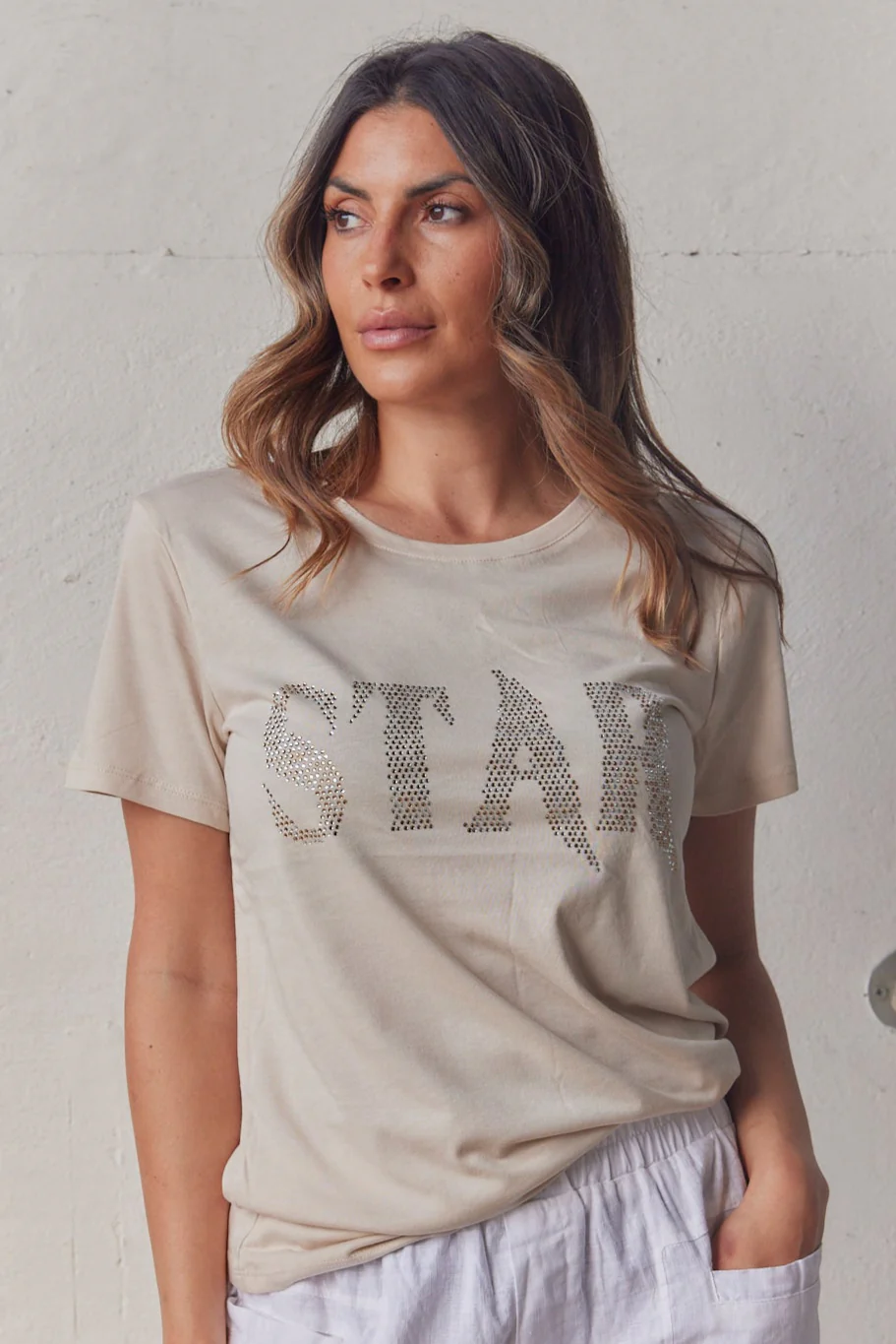 Star Tee 203703 | Moonbeam | T-Shirt fra Freequent - Image 2