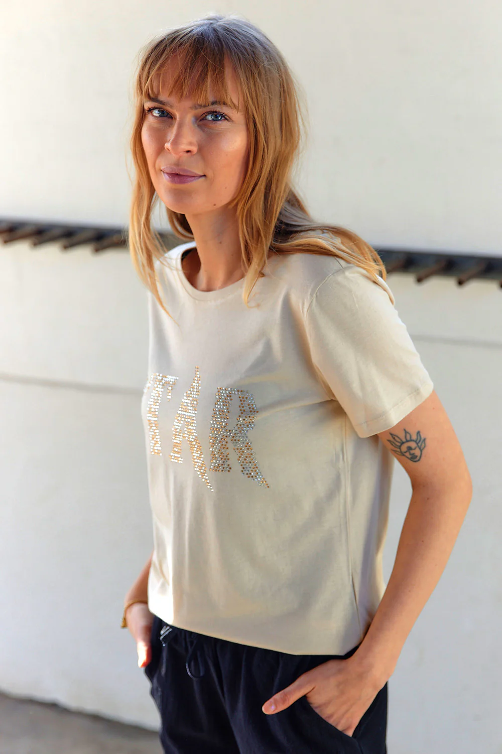 Star Tee 203703 | Moonbeam | T-Shirt fra Freequent - Image 4