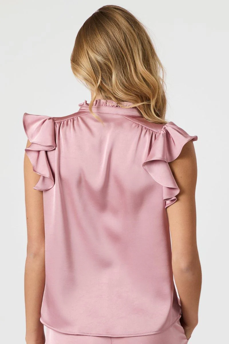 Stella Heavy Sateen Blouse | Evening Rose | Bluse fra Neo Noir - Image 4
