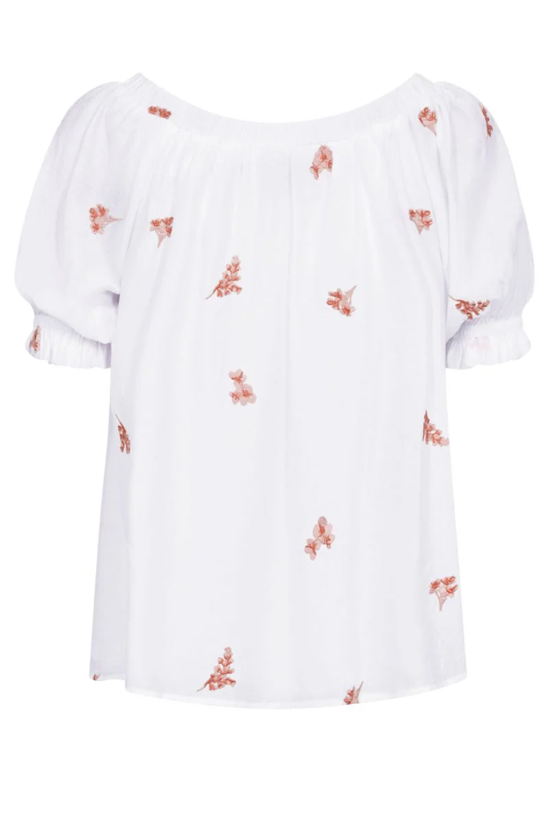 Stream Blouse 206178 | Brilliant White W. Coral Blush | Bluse fra Freequent - Image 4