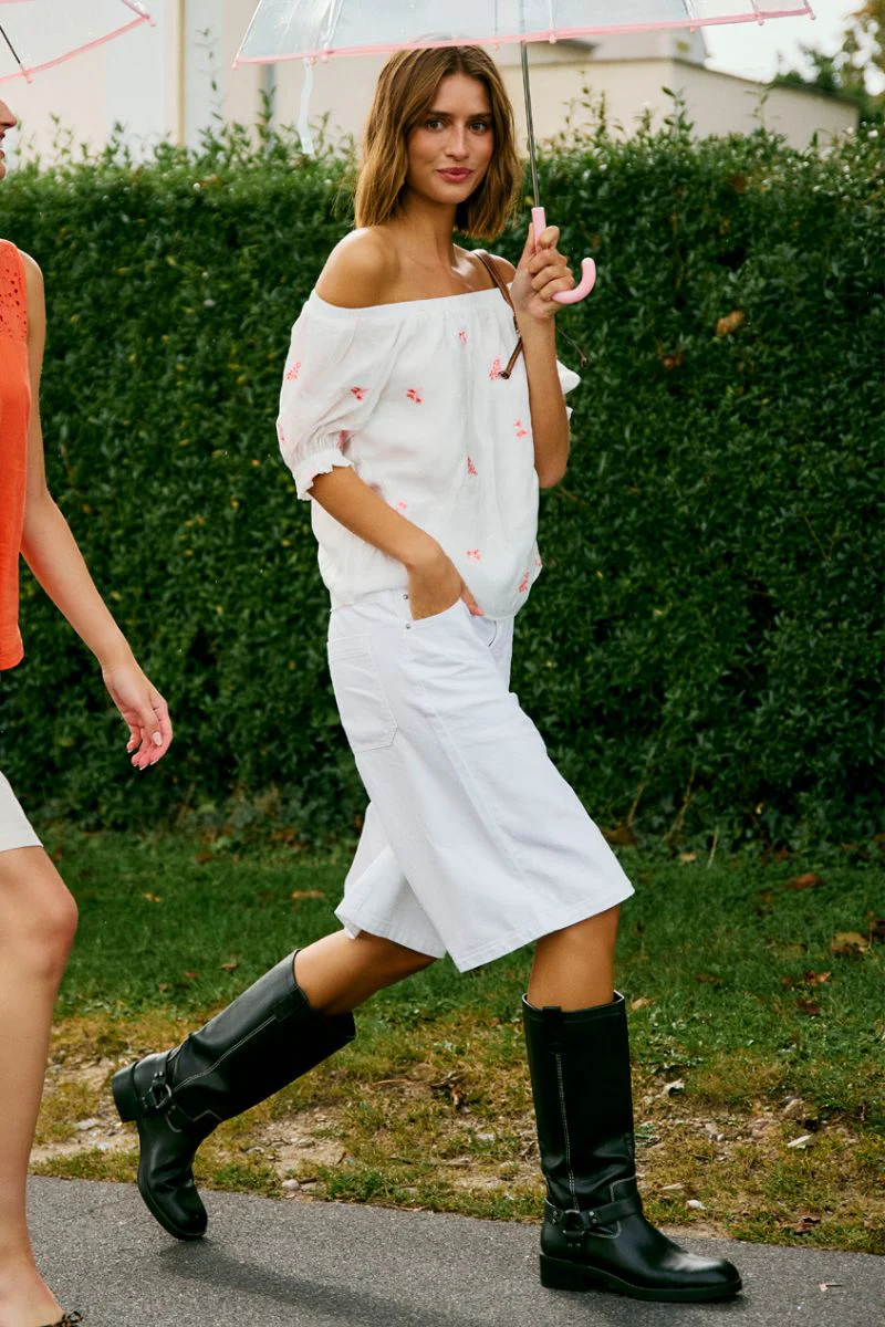 Stream Blouse 206178 | Brilliant White W. Coral Blush | Bluse fra Freequent - Image 7