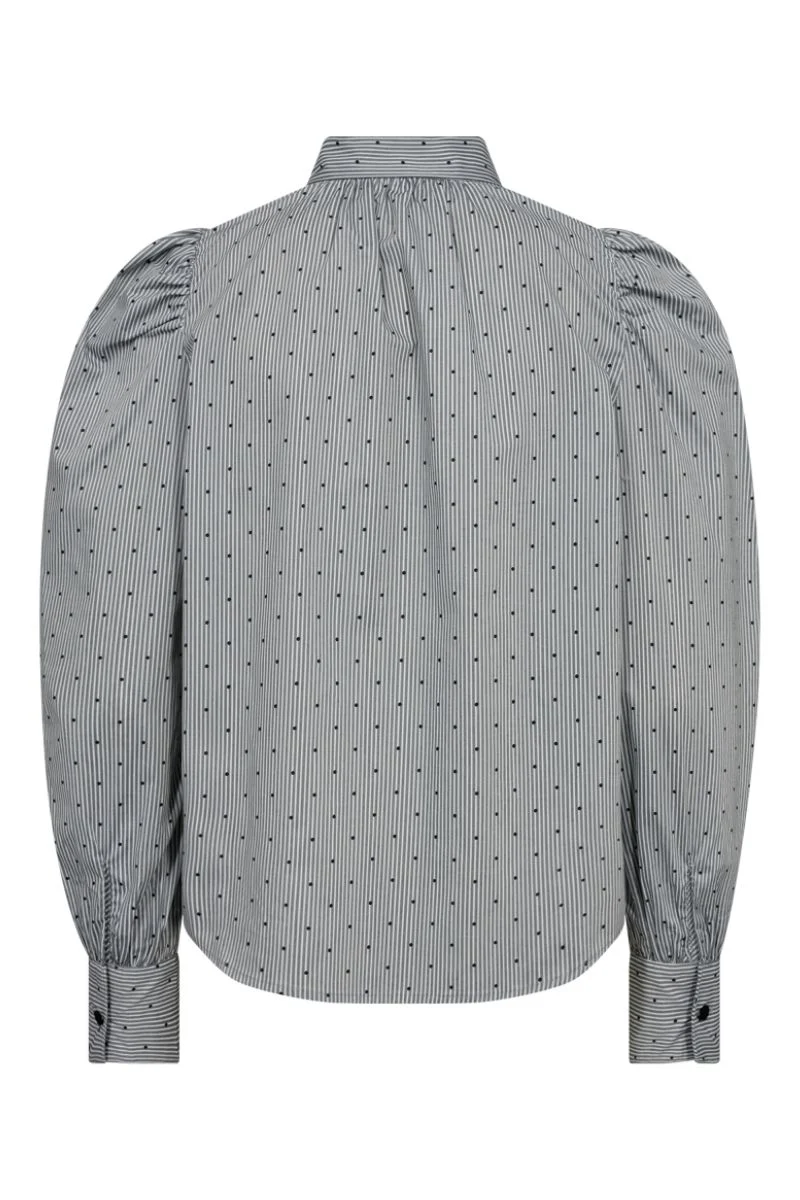 Stripe Dot Bow Shirt 35645 | Light Grey | Bluse fra Co'couture - Image 4