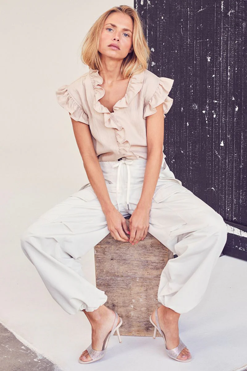 Sueda Frill Top | Bone | T-Shirt fra Co'couture - Image 3