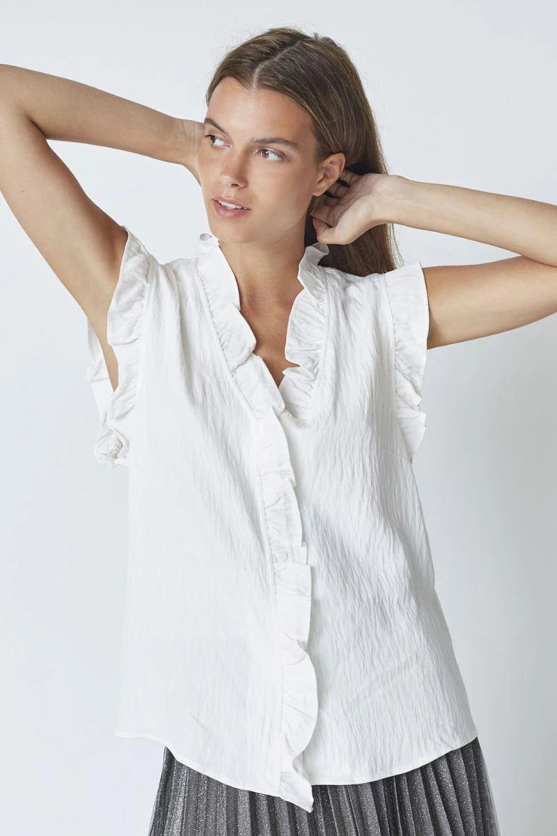 Sueda Frill Top | White | T-Shirt fra Co'couture - Image 5