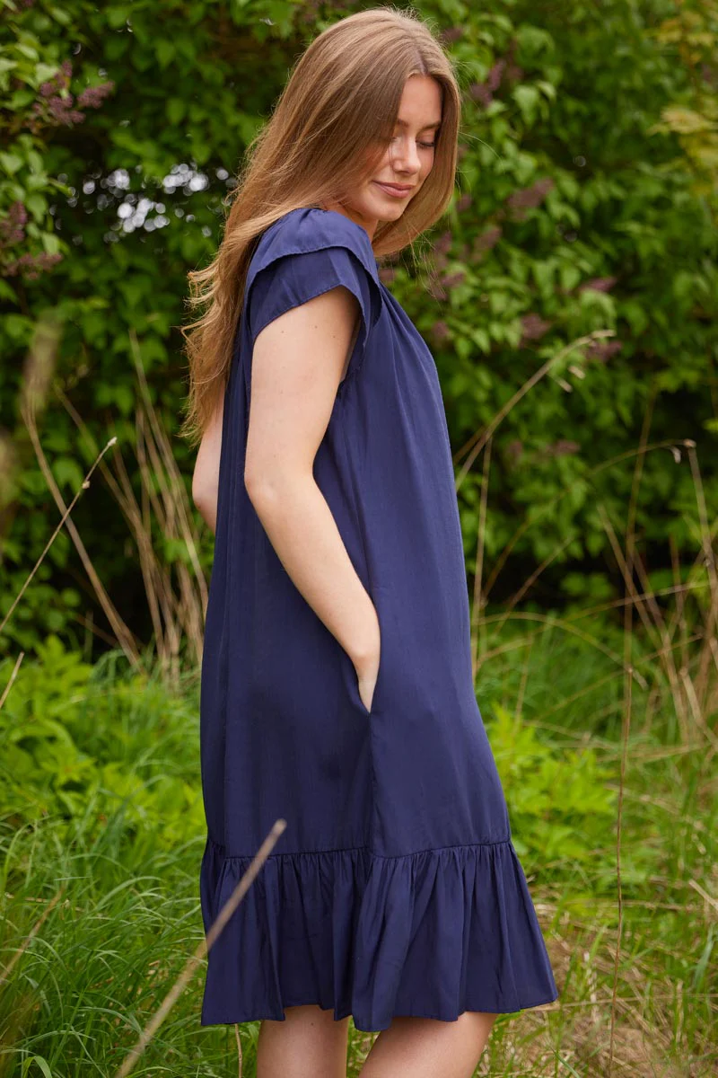Sunrise Cropped Dress | Navy | Kjole fra Co'couture - Image 3