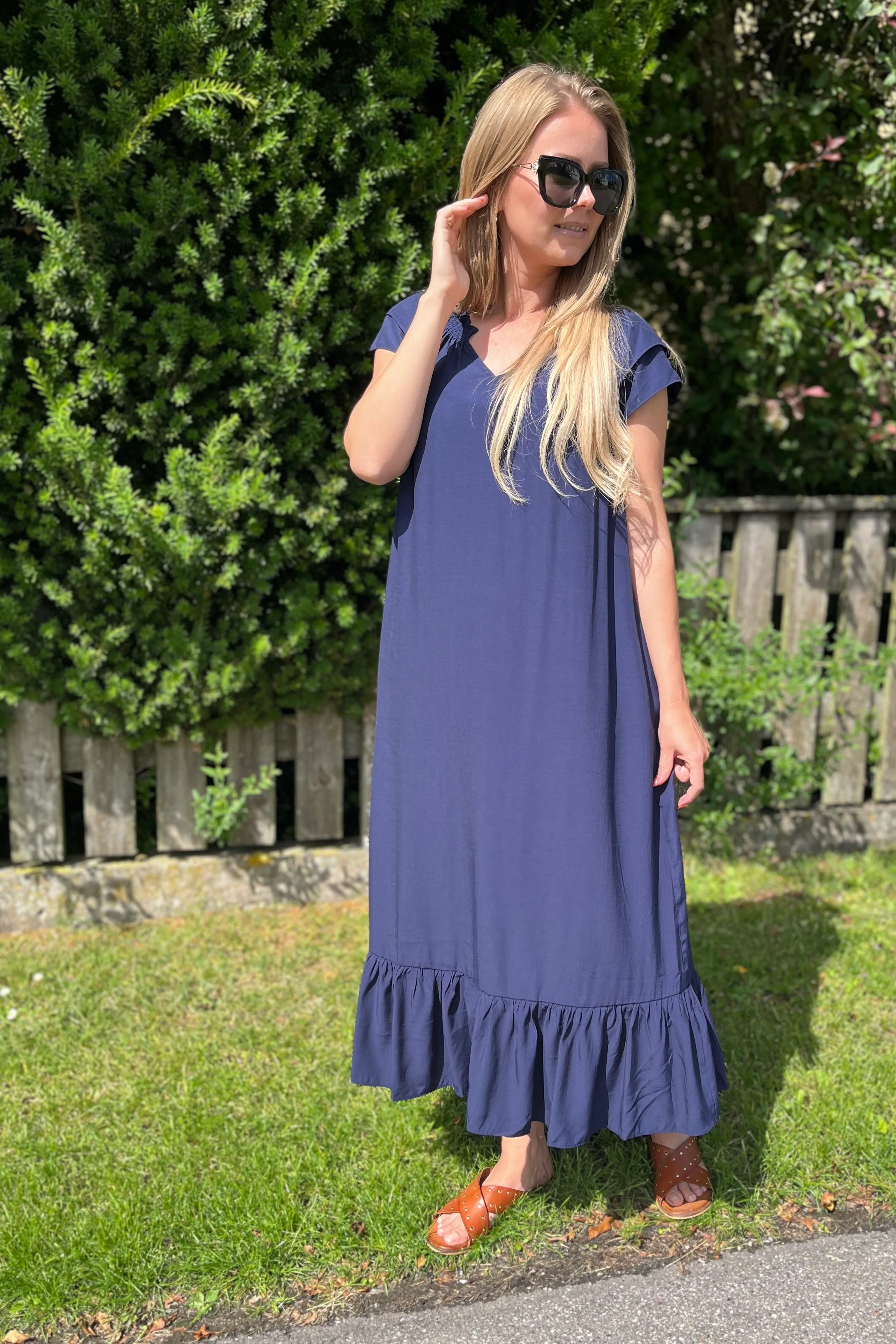 Sunrise Dress | Navy | Lang kjole fra Co'couture - Image 6