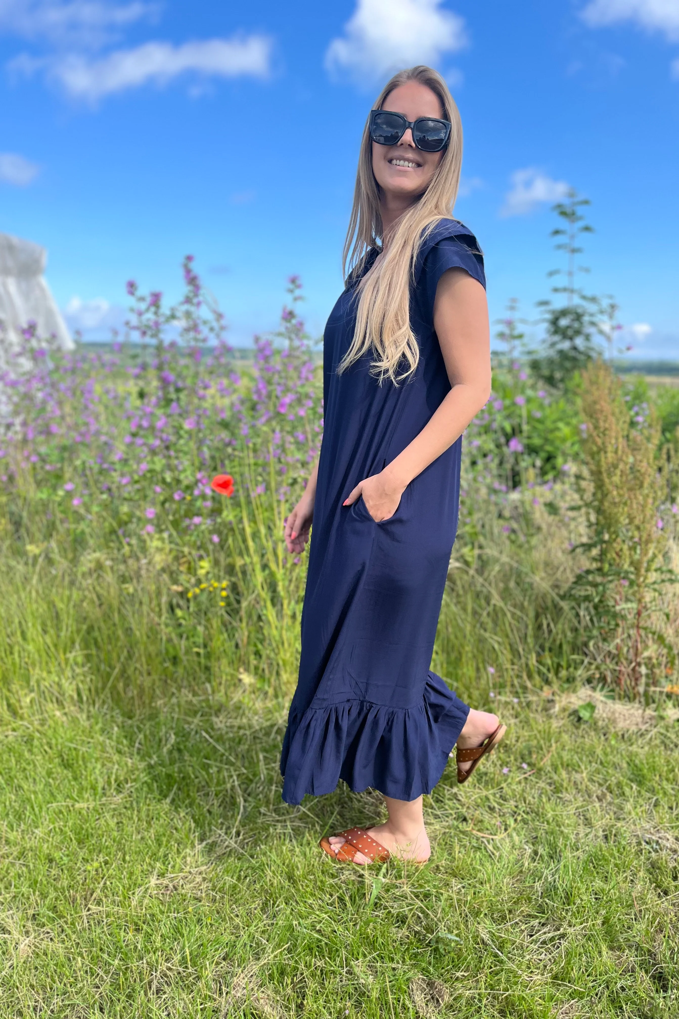 Sunrise Dress | Navy | Lang kjole fra Co'couture - Image 7