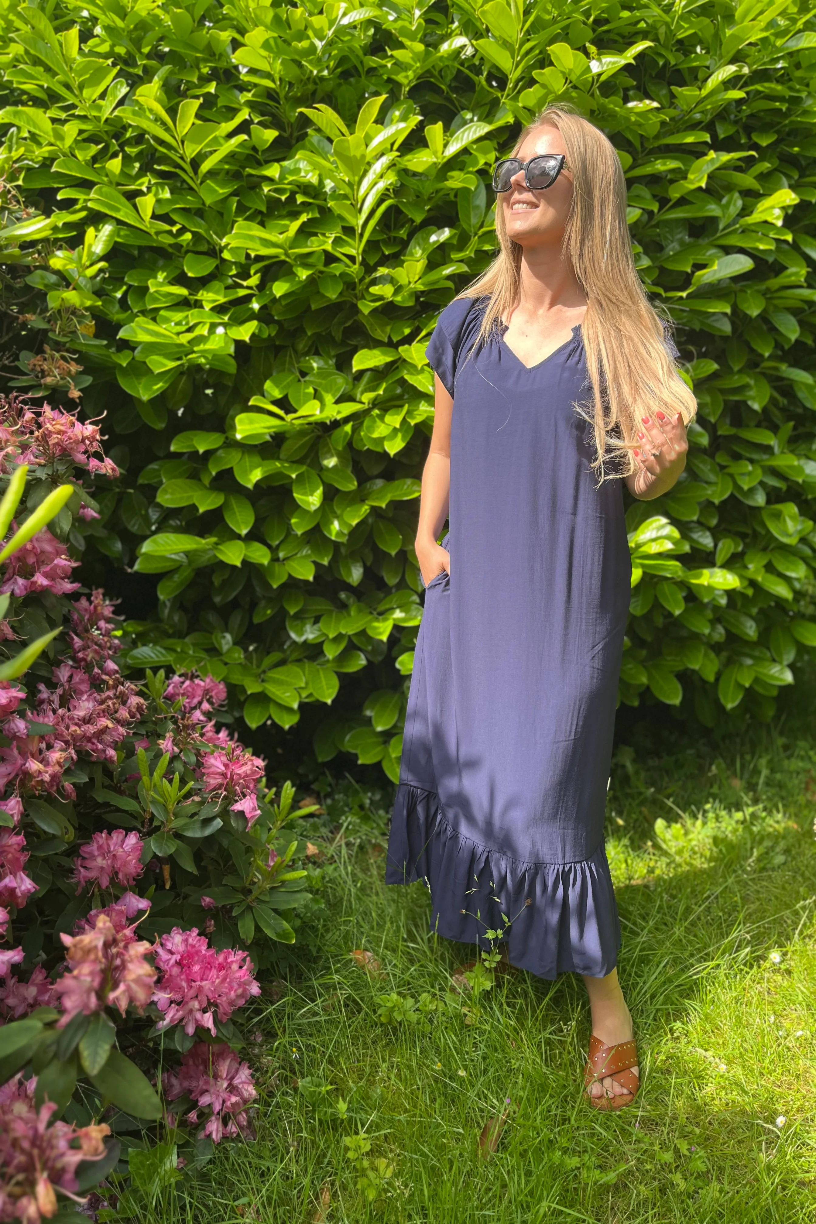 Sunrise Dress | Navy | Lang kjole fra Co'couture - Image 8