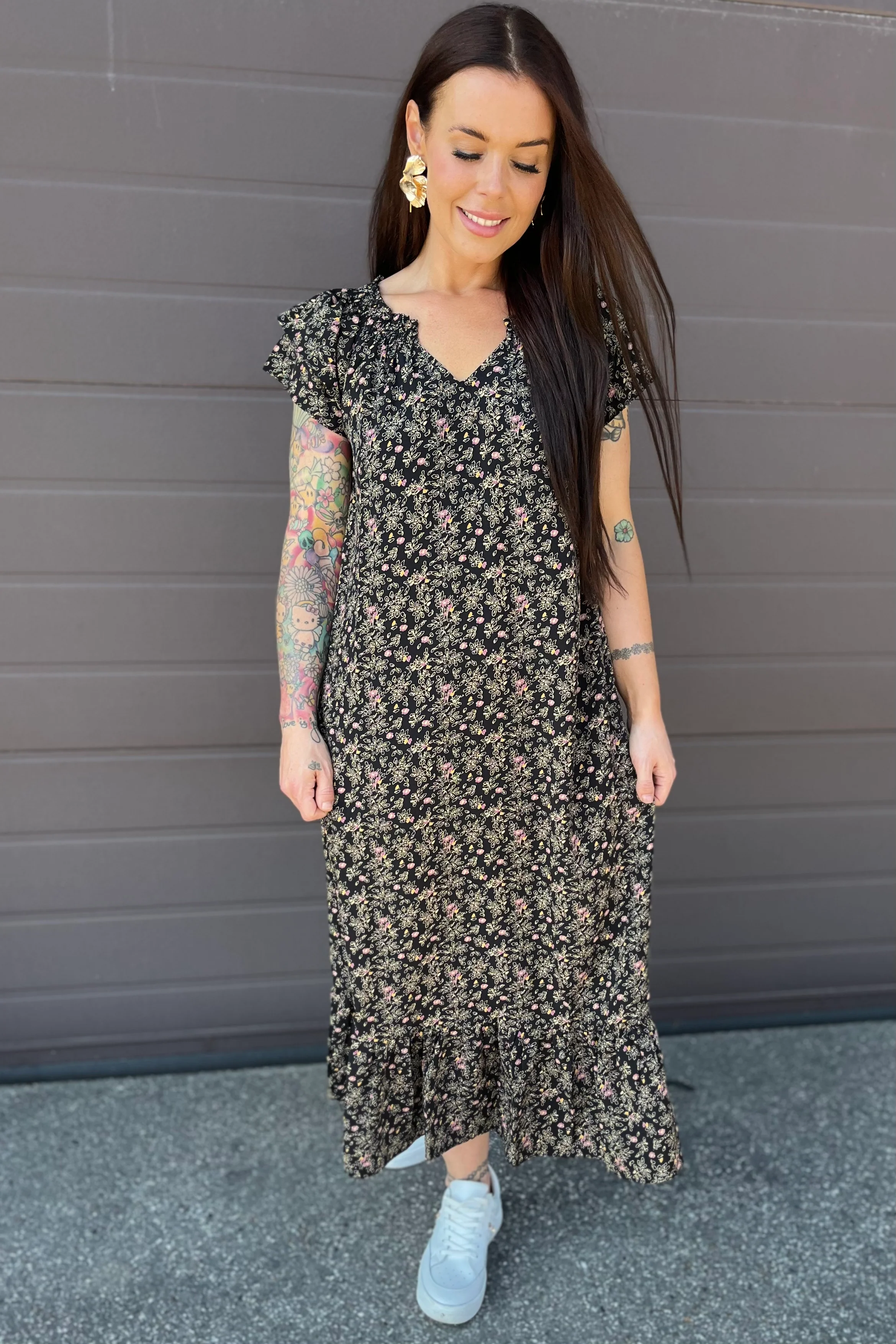 Sunrise Ming Flower Dress | Black | Kjole fra Co'couture - Image 6
