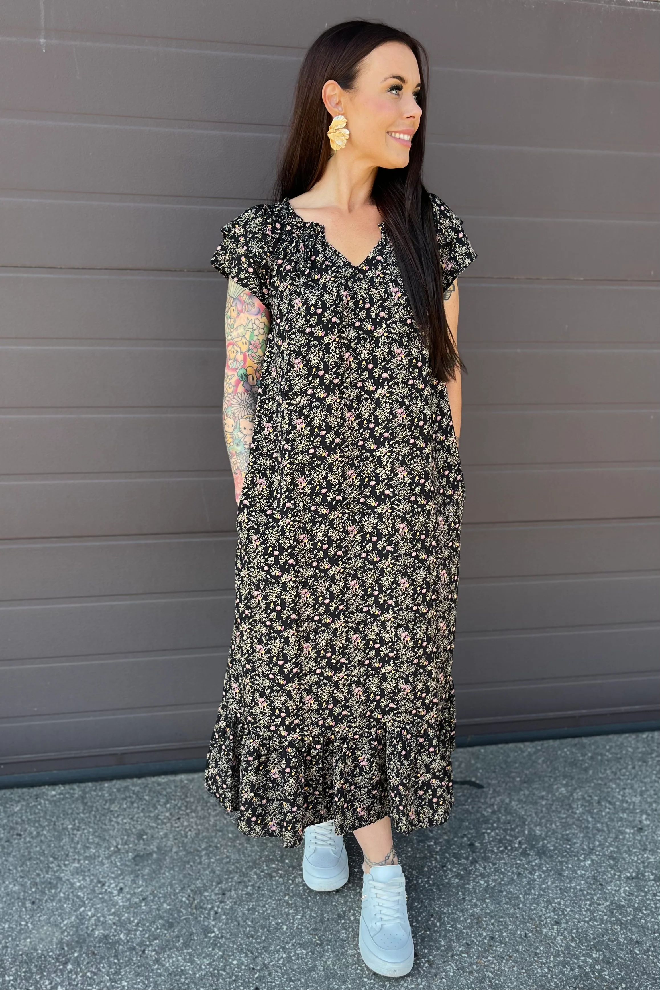 Sunrise Ming Flower Dress | Black | Kjole fra Co'couture - Image 7