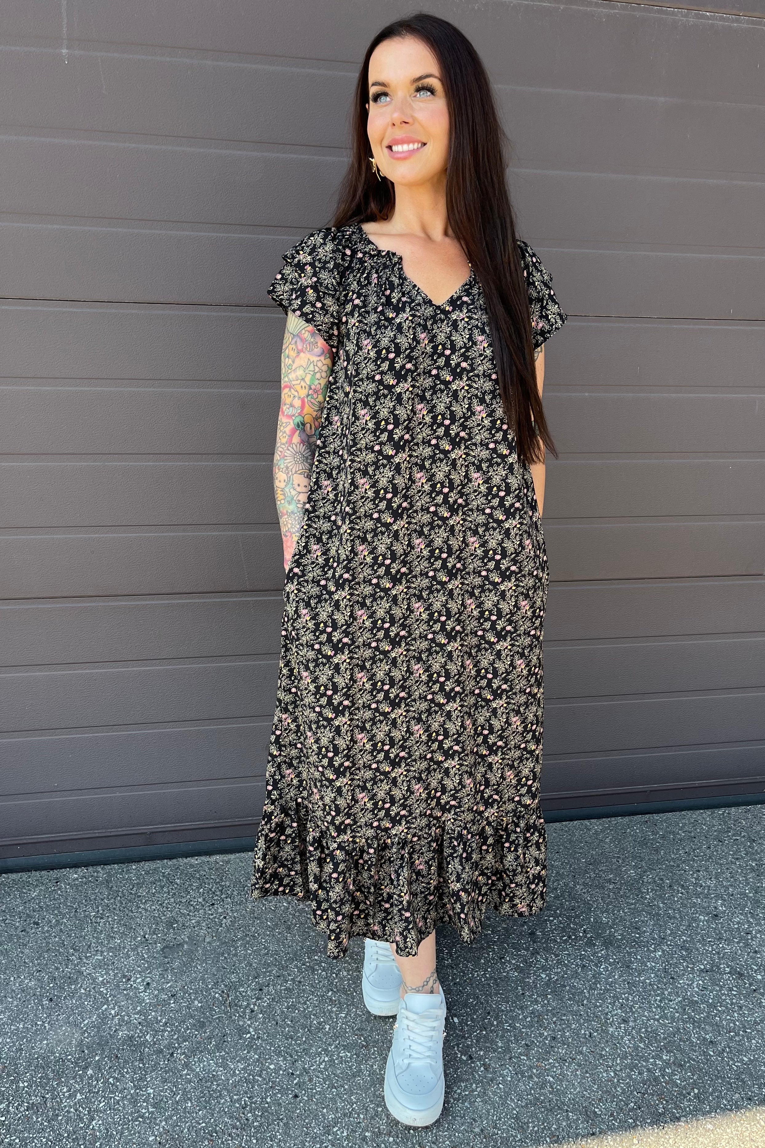 Sunrise Ming Flower Dress | Black | Kjole fra Co'couture - Image 8
