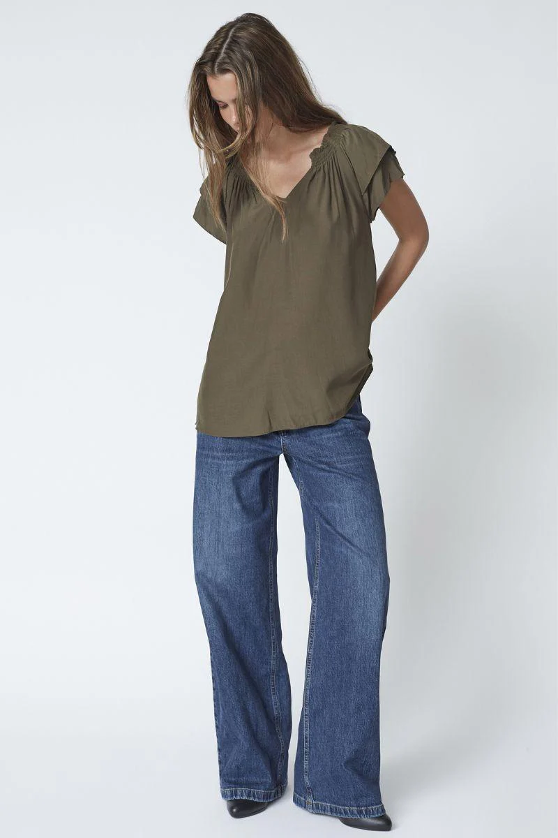 Sunrise Top | Dark Army | Bluse fra Co'couture - Image 6