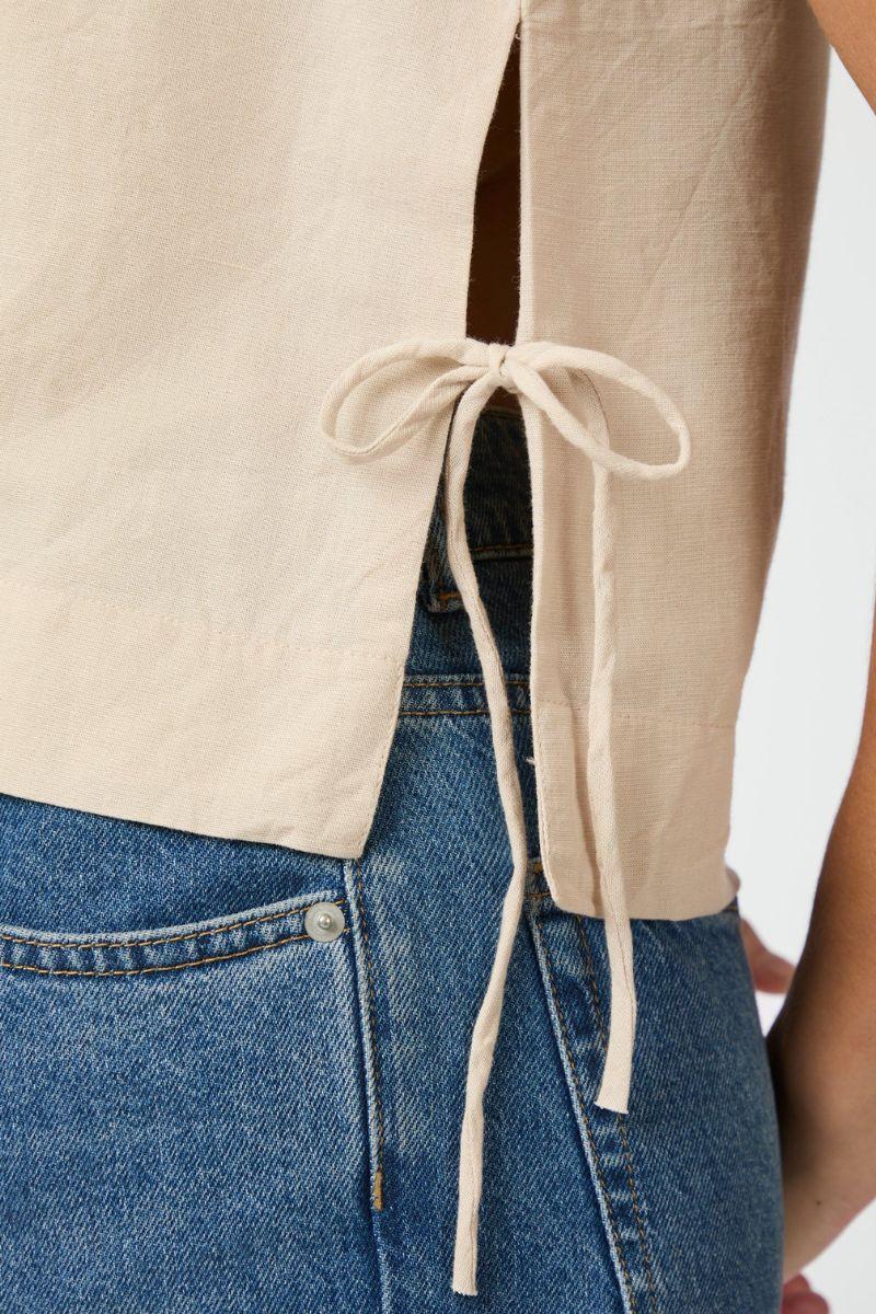 Svetlana Linen Top | Sand | Bluse fra Neo Noir - Image 3
