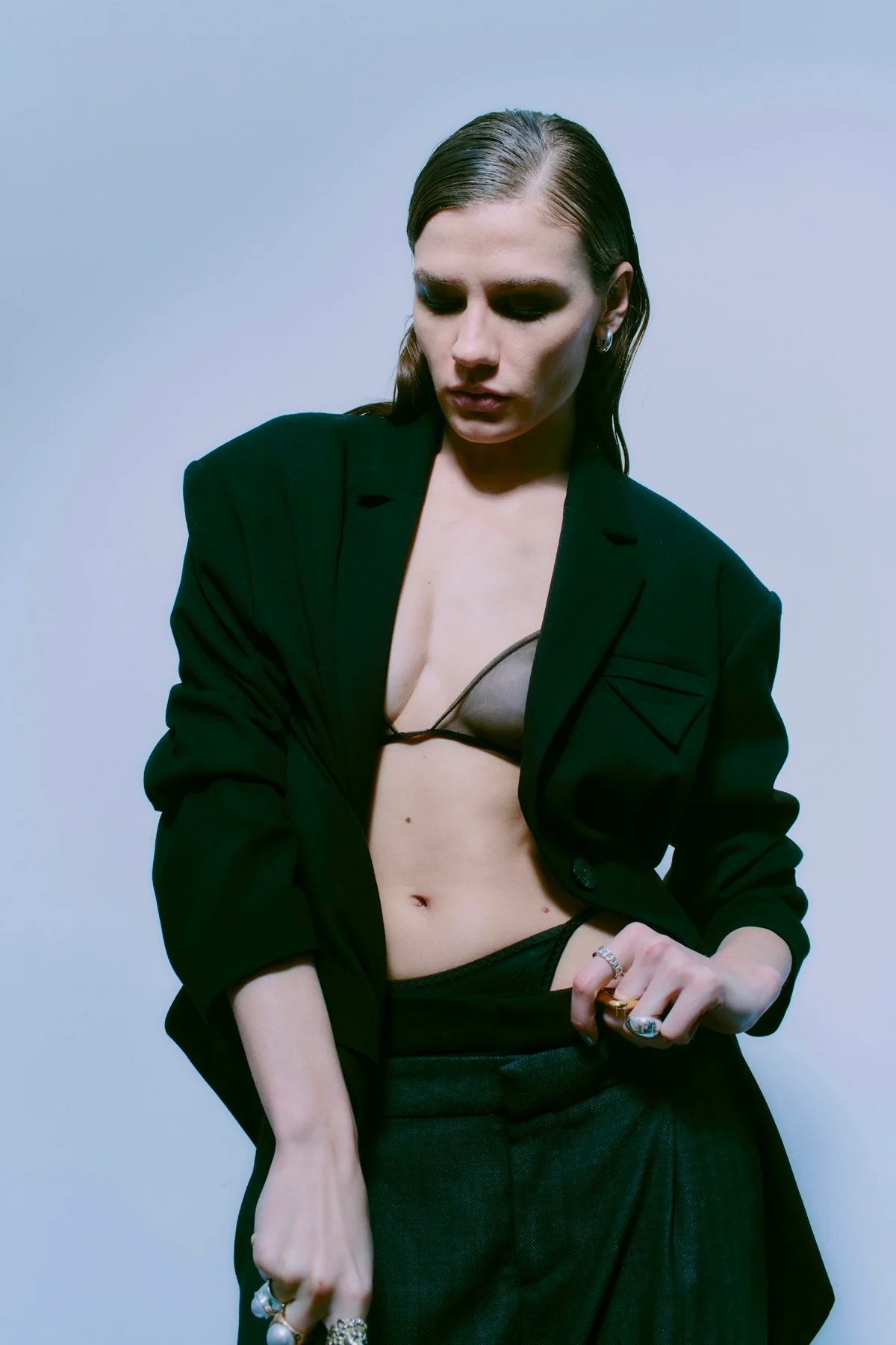 Tailor Mix Pants 204935 | Black W. Medium Grey Mel. | Bukser fra Copenhagen Muse - Image 7