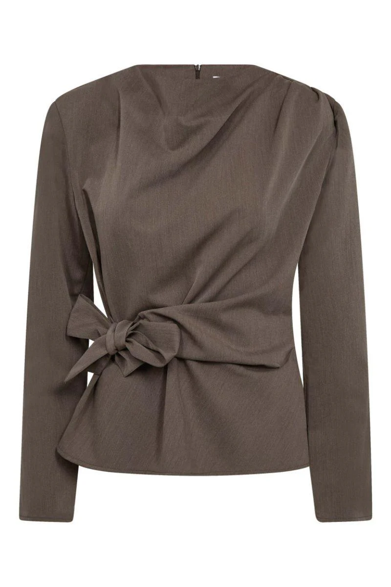 Tenga Pleat Blouse 45043 | Walnut | Bluse fra Co'couture - Image 4