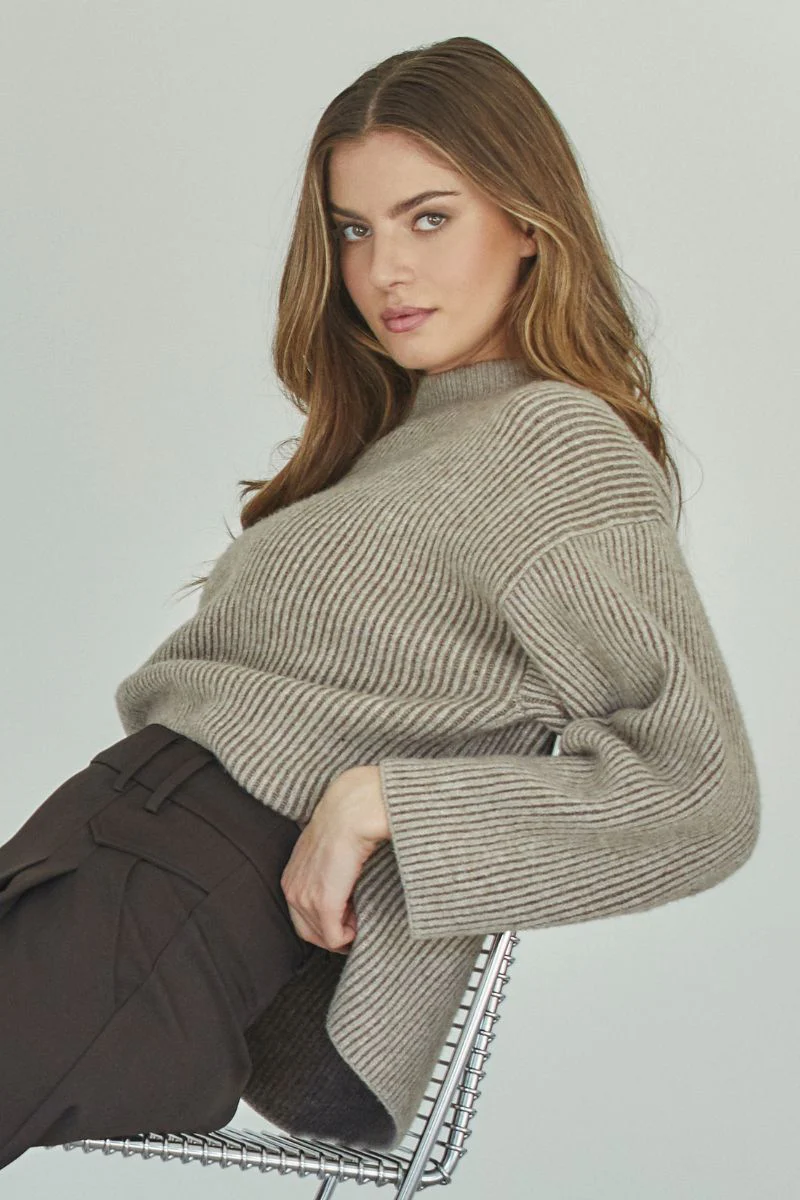 Theresa Turtleneck Rib Knit 32230 | Sand | Strik fra Co'couture