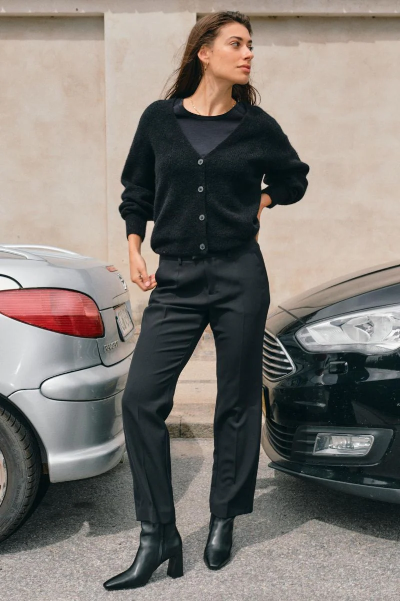 Thora V-Neck Knit Cardigan | Black | Strik fra Mos Mosh - Image 5