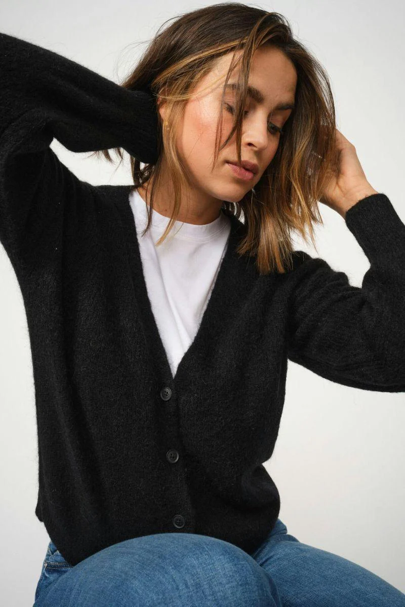 Thora V-Neck Knit Cardigan | Black | Strik fra Mos Mosh - Image 8
