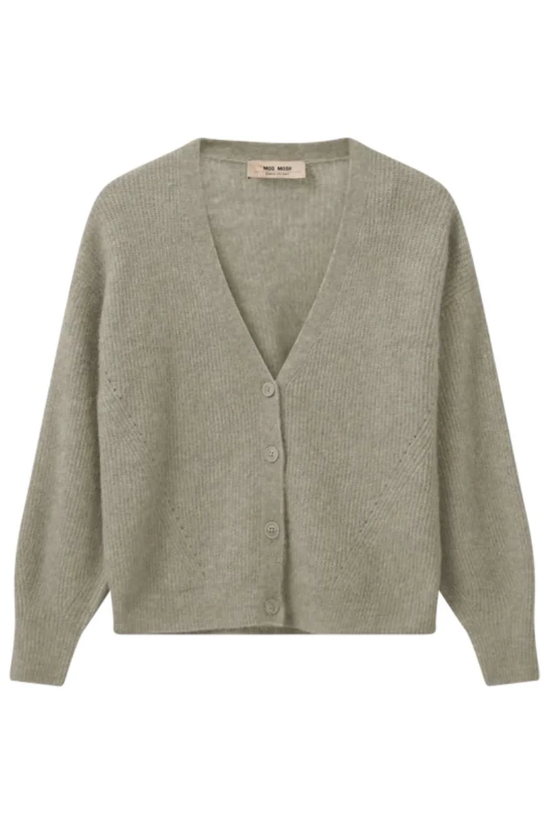 Thora V-Neck Knit Cardigan | Feather Gray | Strik fra Mos Mos - Image 2