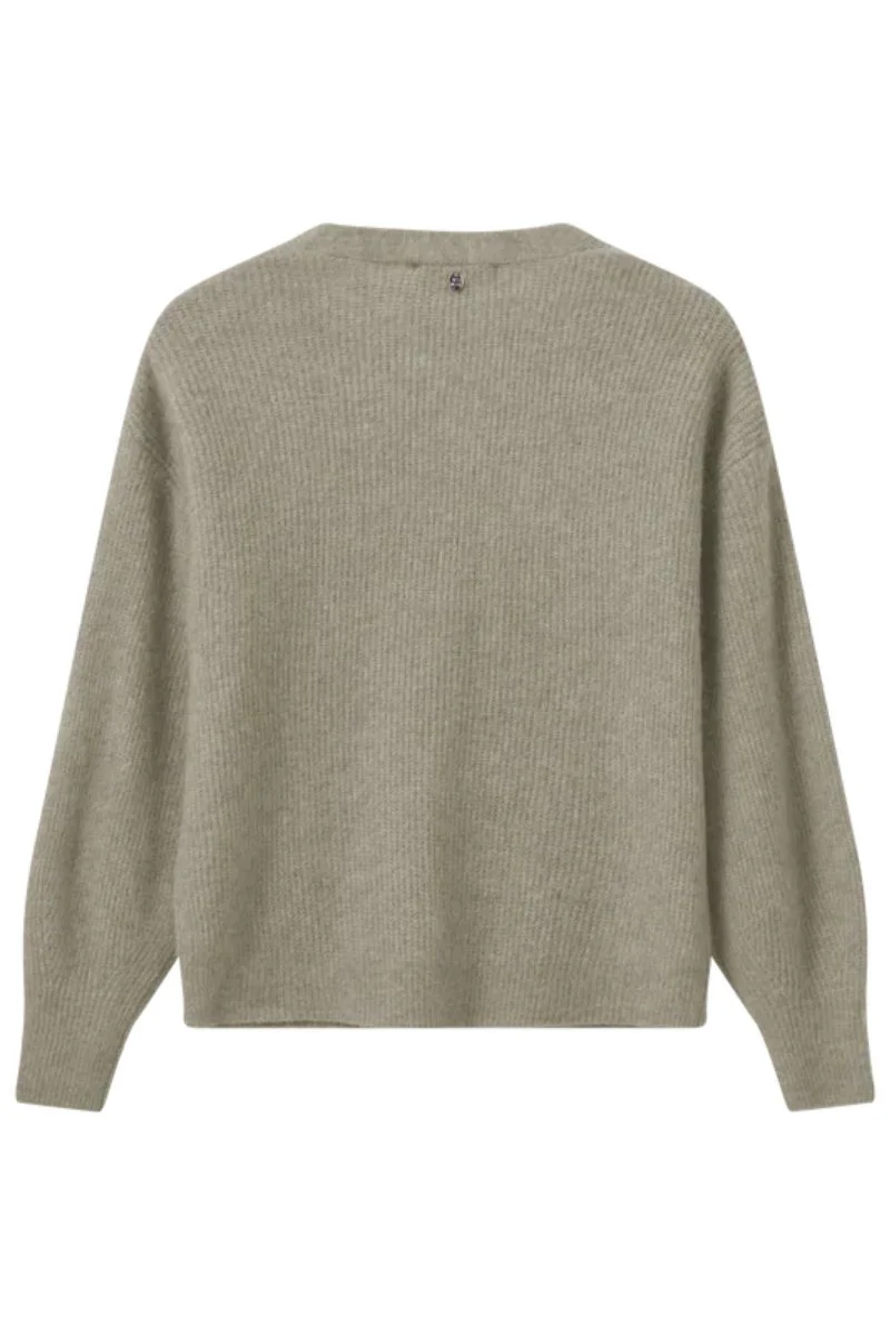 Thora V-Neck Knit Cardigan | Feather Gray | Strik fra Mos Mos - Image 4