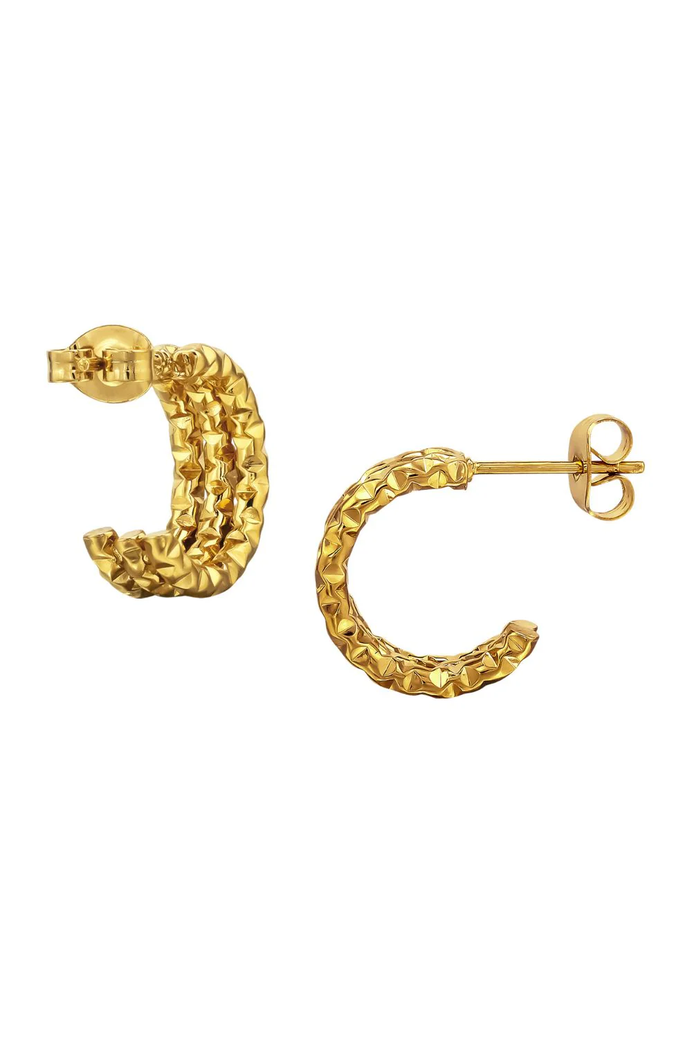 Three Line Bar Diamond Cut Ear Studs GD | Øreringe fra Birdsong - Image 5