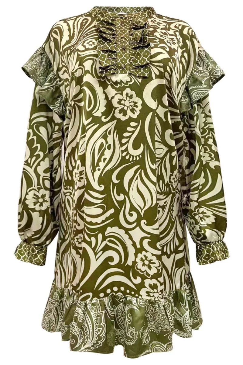 Tia Ls Frill Dress | Army | Kjole fra Liberté - Image 2