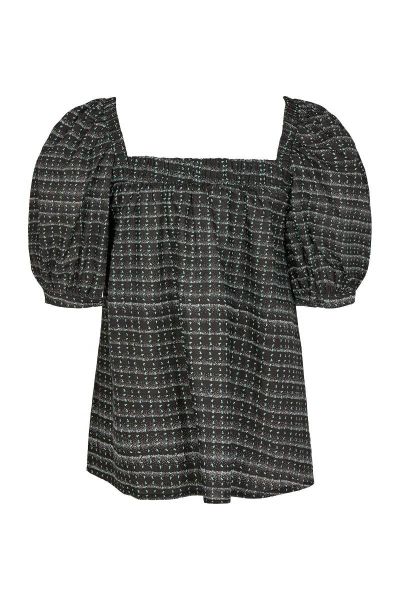 Tiia-Blouse | Black w. Off-white | Bluse fra Freequent - Image 5