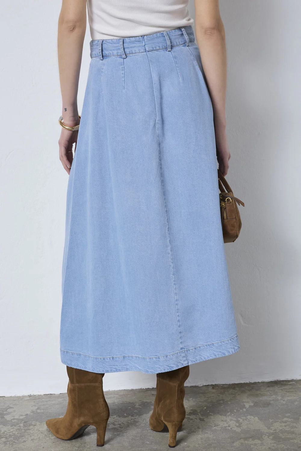 Tilly Anya Pleat Skirt 44017 | Fade Denim | Nederdel fra Co'couture - Image 5