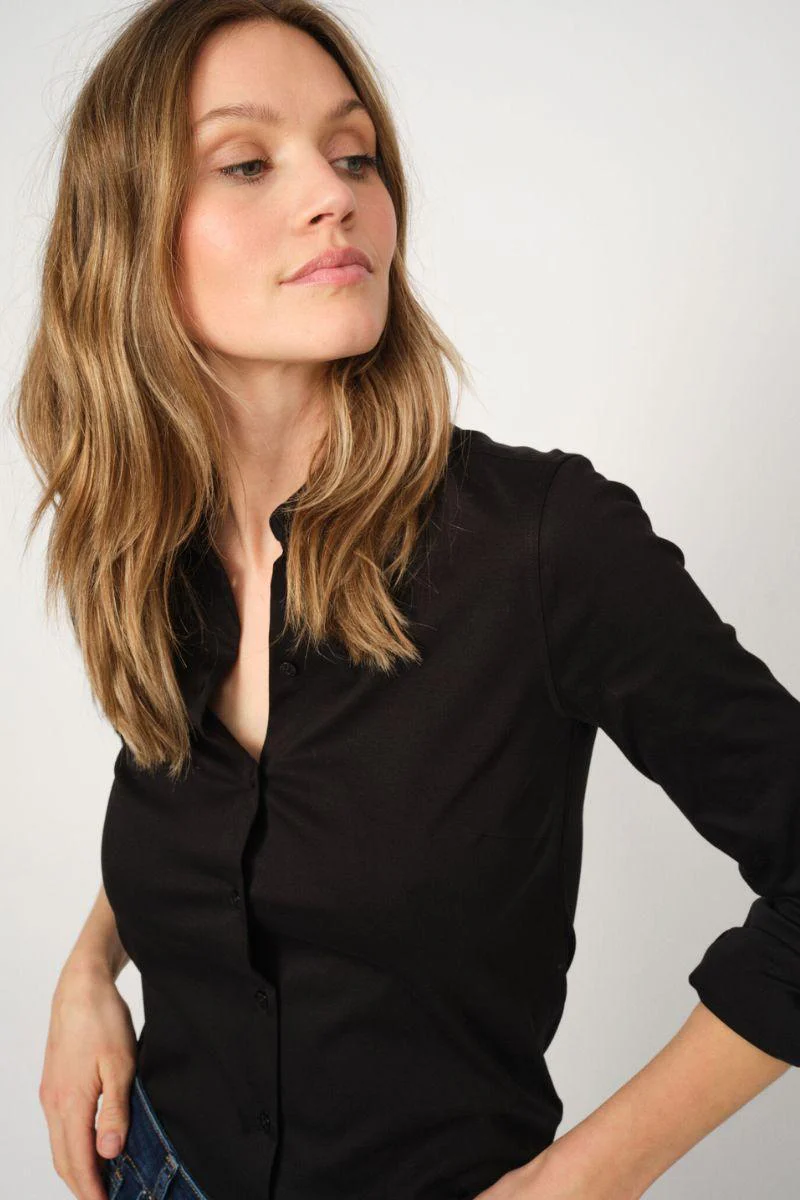 Tina Jersey Shirt | Black | Jersey skjorte fra Mos Mosh - Image 4
