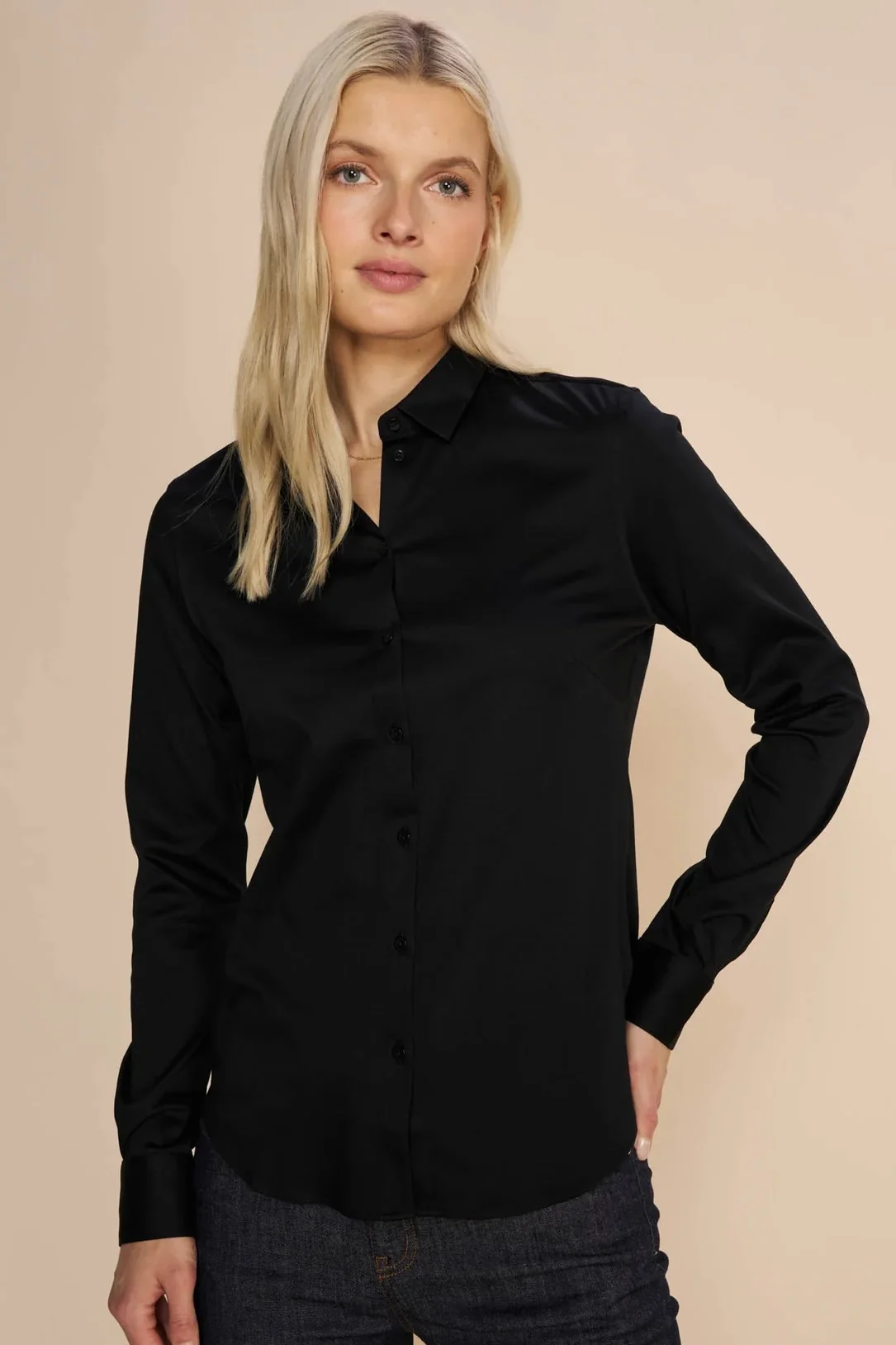 Tina Jersey Shirt | Black | Jersey skjorte fra Mos Mosh - Image 6