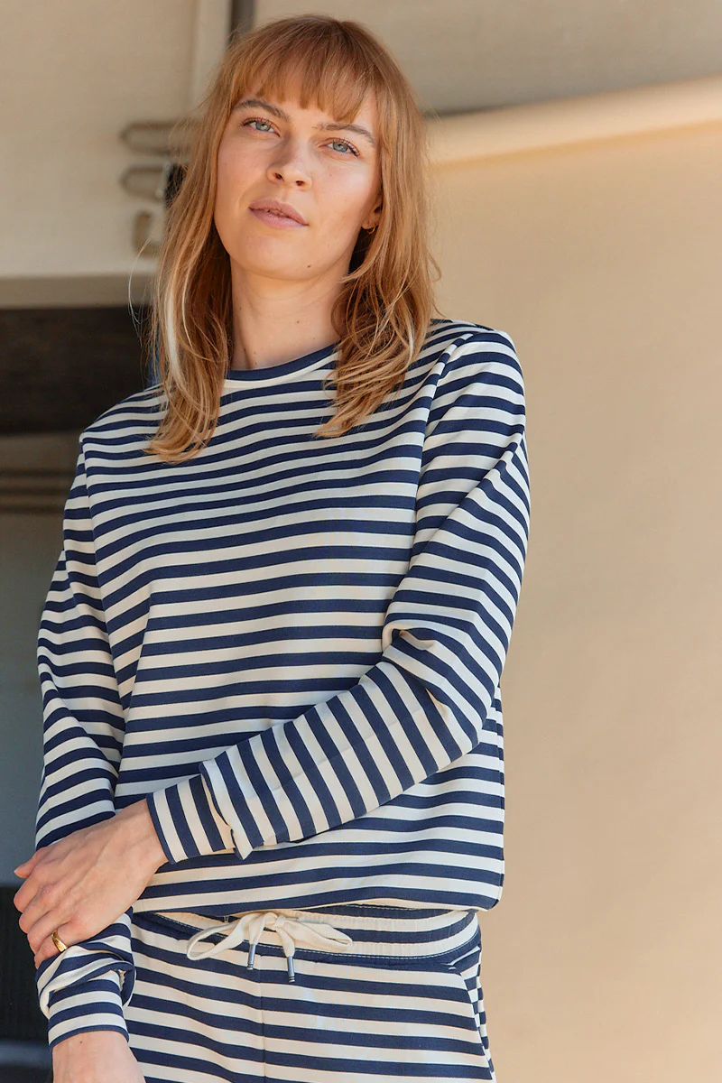 Tini Stripe Sweat | Blå | Bluse fra Statebird - Image 8