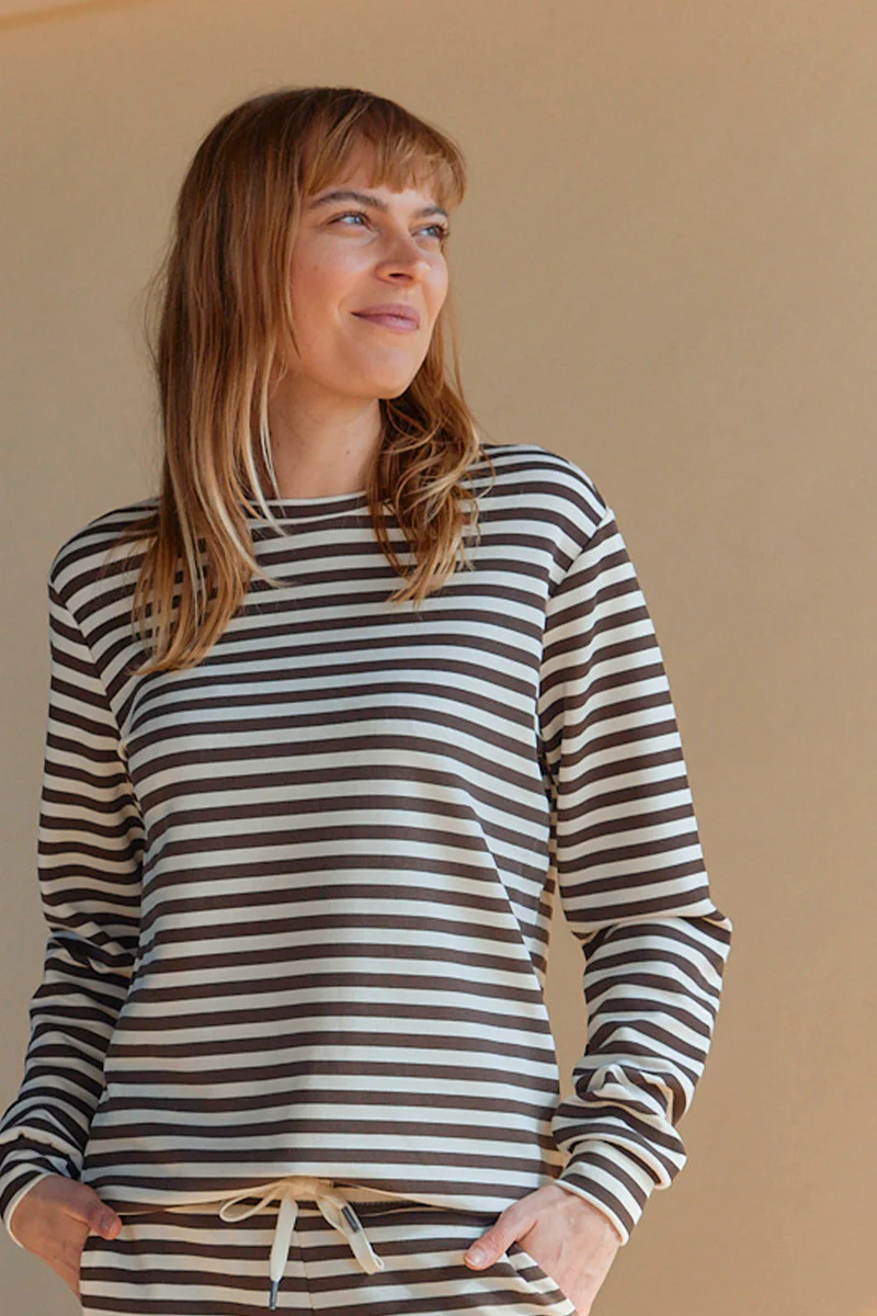 Tini Stripe Sweat | Brun | Bluse fra Statebird - Image 5