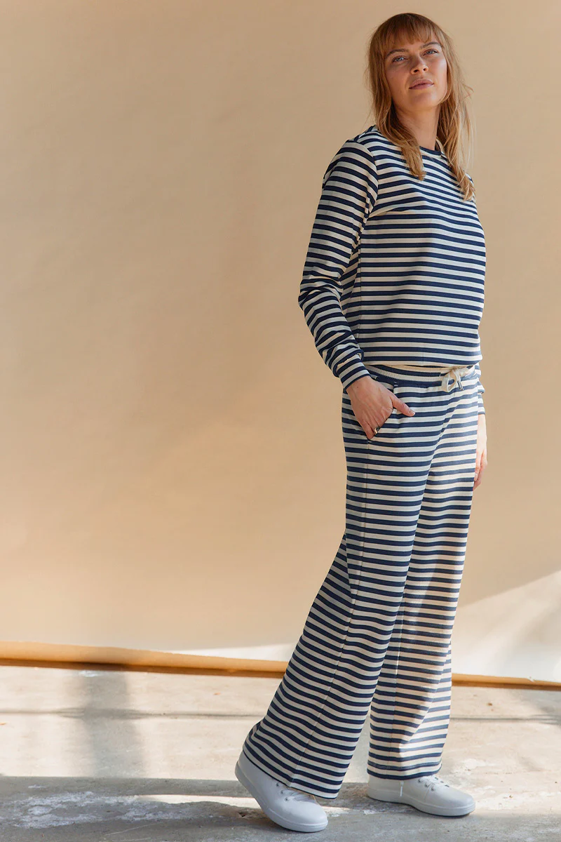 Tini Stripe Wide Pants | Blå | Bukser fra Statebird - Image 6