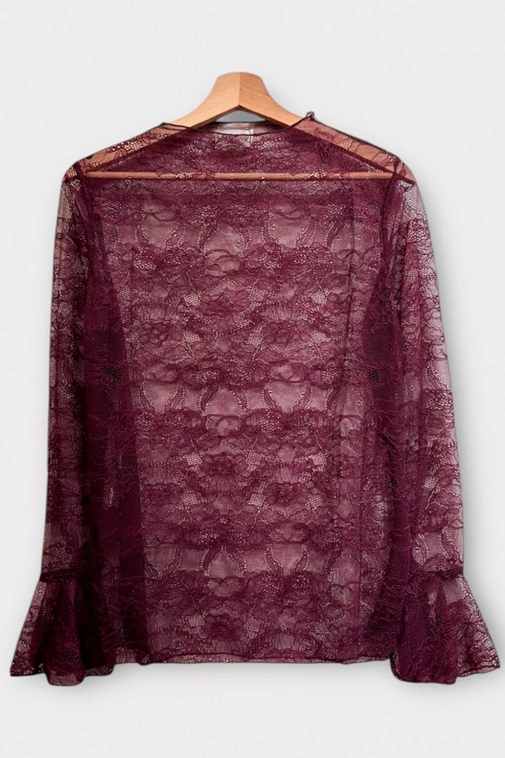 Flared Sleeve Mesh Top | Black | Blonde bluse fra Avery - Image 2