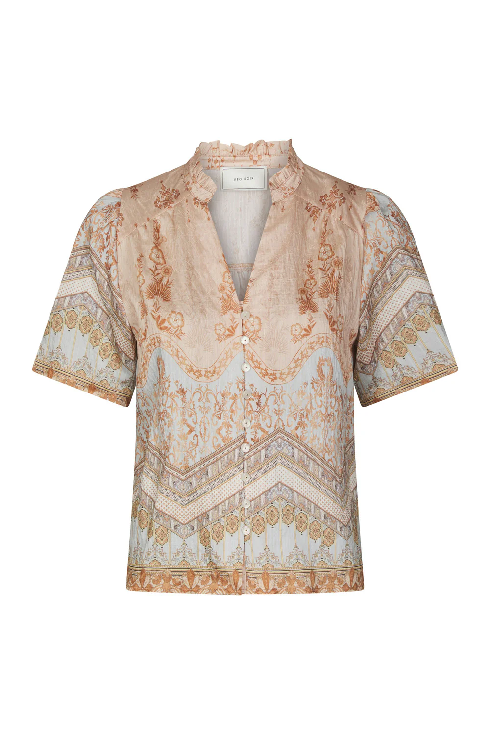 Torana Flower Border Blouse | Flower Peach | Bluse fra Neo Noir